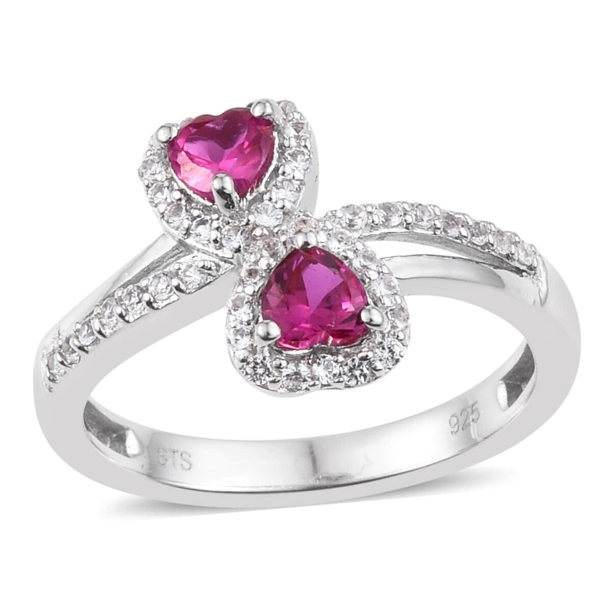 Created White Sapphire, Synthetic Ruby Sterling Silver Ring (Size 7) TGW 36.256 Cts. TGW 36.26 Cts. image number 0