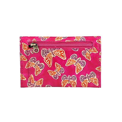 Pink Genuine Leather Butterfly Coin Pouch, Keychain and Wallet