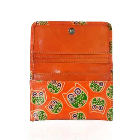 Orange Genuine Leather Owl Coin Pouch, Keychain and Wallet image number 4