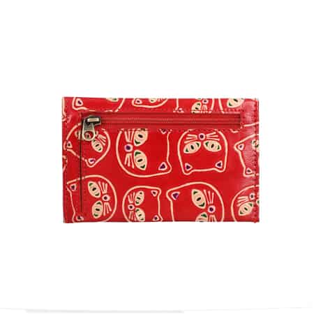 Red Genuine Leather Cat Coin Pouch, Keychain and Wallet image number 6