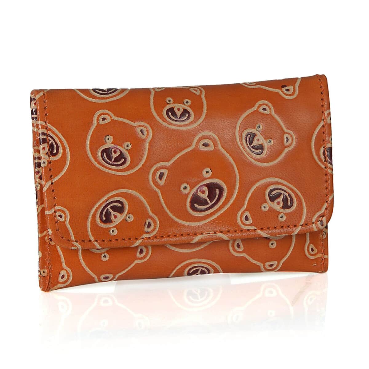 Orange Genuine Leather Bear Coin Pouch, Keychain and Wallet image number 2