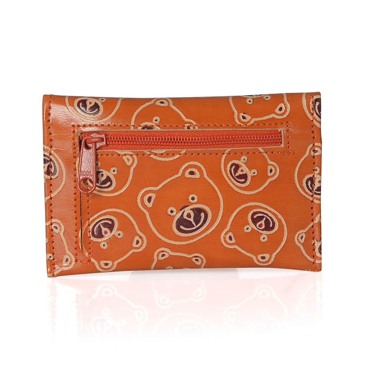 Orange Genuine Leather Bear Coin Pouch, Keychain and Wallet image number 3