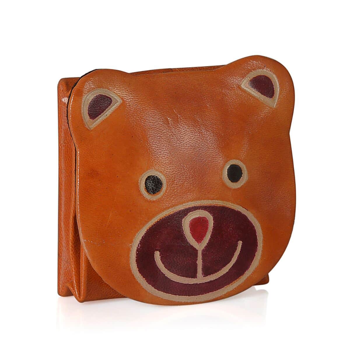 Orange Genuine Leather Bear Coin Pouch, Keychain and Wallet image number 5