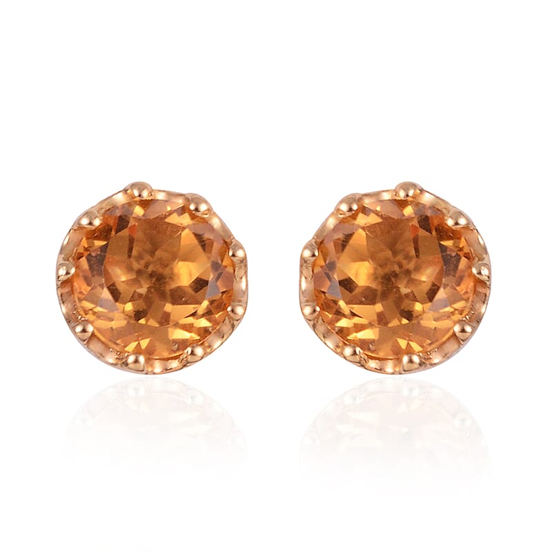 Brazilian Citrine and Zircon 3.40 ctw Earrings in 14K Yellow Gold Over Sterling Silver