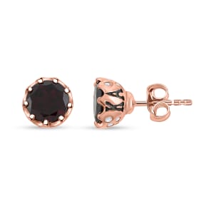 Orissa Rhodolite Garnet and Cambodian Zircon Stud Earrings in 14K Rose Gold Over Sterling Silver 5.85 ctw