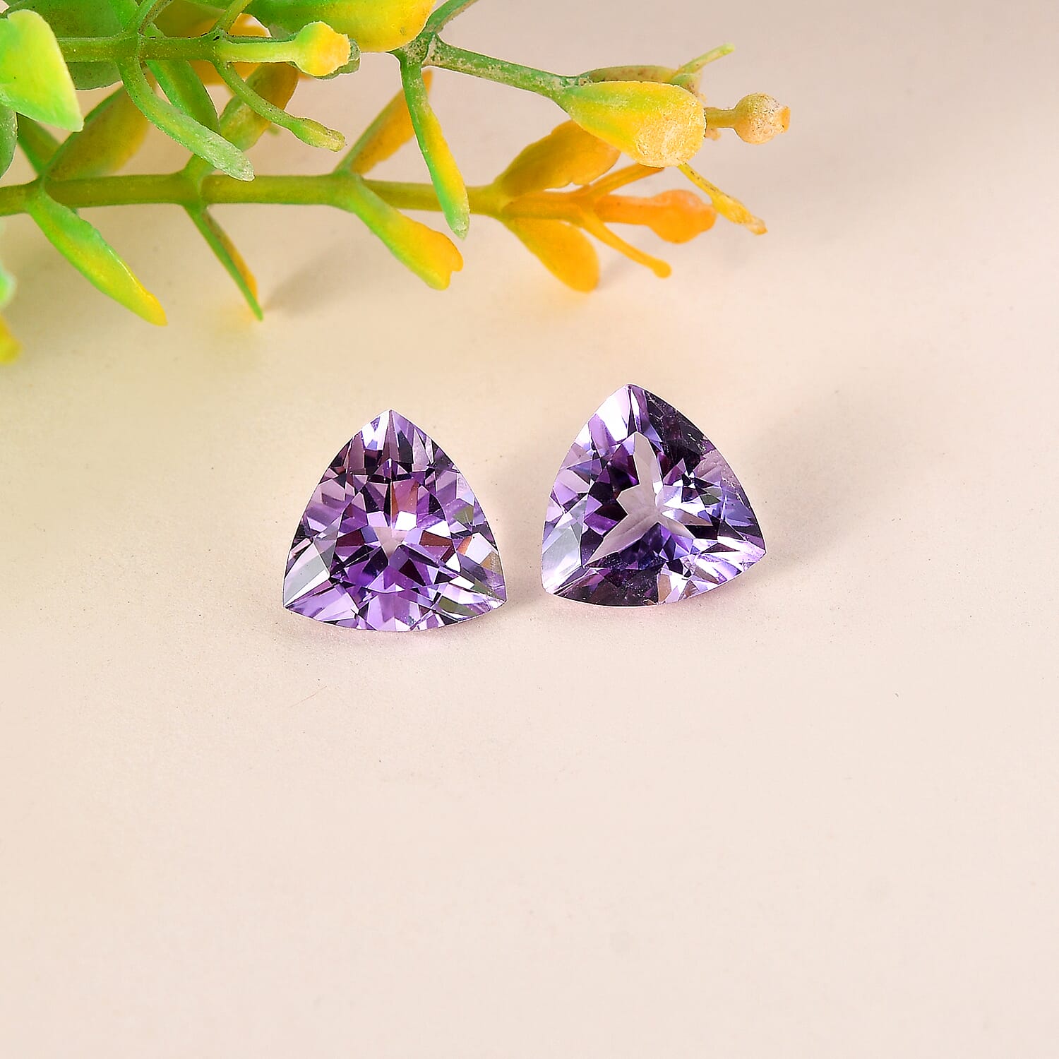 Rose De France Amethyst Set of 2 (Trl 11 mm) 7.23 ctw Loose Gemstone