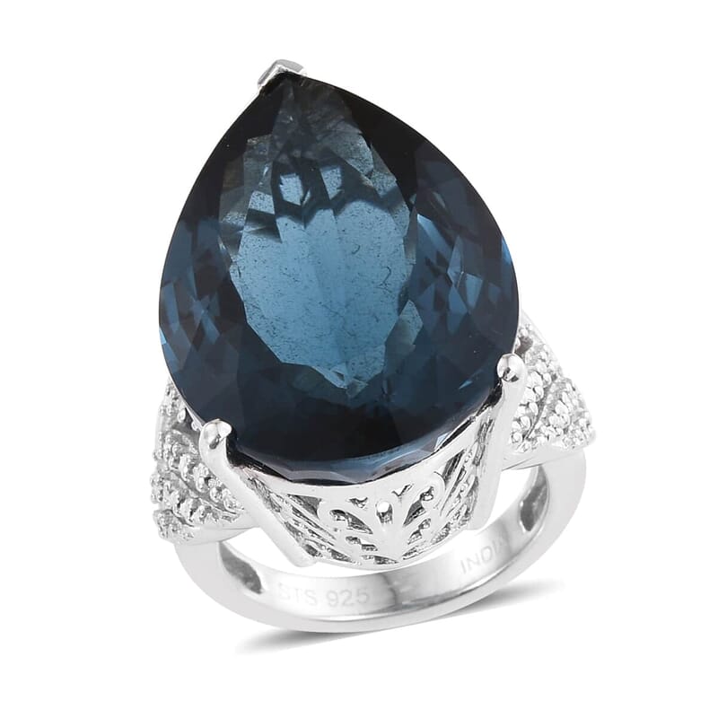 London Blue Topaz and Amethyst Ring in Platinum Over Sterling Silver (Size 7.0) 14.45 ctw