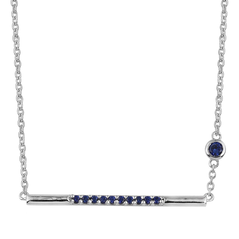 Lab Created Blue Sapphire Pendant in Sterling Silver