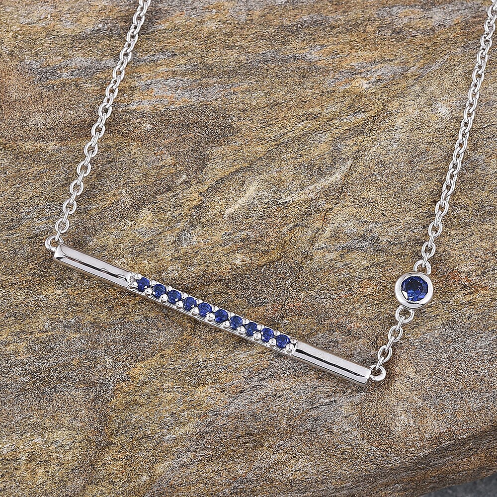 Lab Created Blue Sapphire Pendant in Sterling Silver