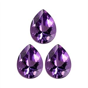 AA Rose De France Amethyst Set of 3 (Pear 8x6 mm) 2.71 ctw Loose Gemstone