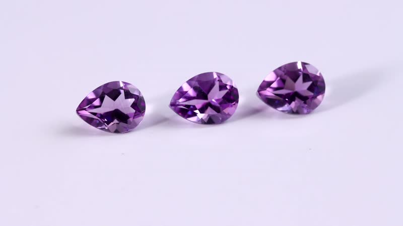 AA Rose De France Amethyst Set of 3 (Pear 8x6 mm) 2.71 ctw Loose Gemstone
