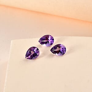 AA Rose De France Amethyst Set of 3 (Pear 8x6 mm) 2.71 ctw Loose Gemstone