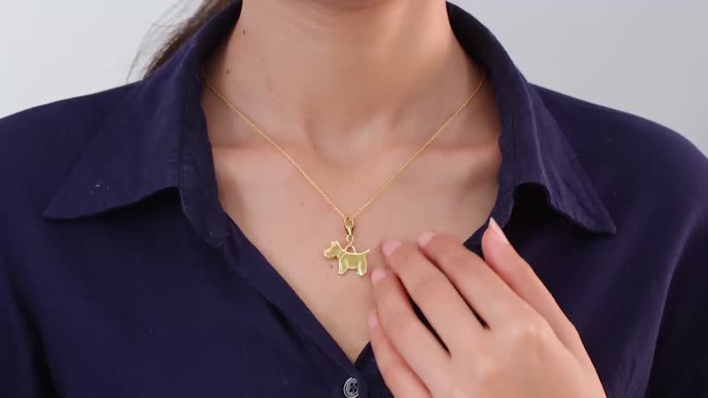 14K Yellow Gold Over Sterling Silver Schnauzer Dog Charm 4.20 Grams