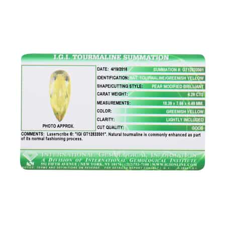 Certified AAAA Canary Tourmaline Faceted (Pear 18.39x7.66 mm) 4.29 ctw , Loose Gem , Loose Gemstones , Loose Stones , Jewelry Stones image number 3