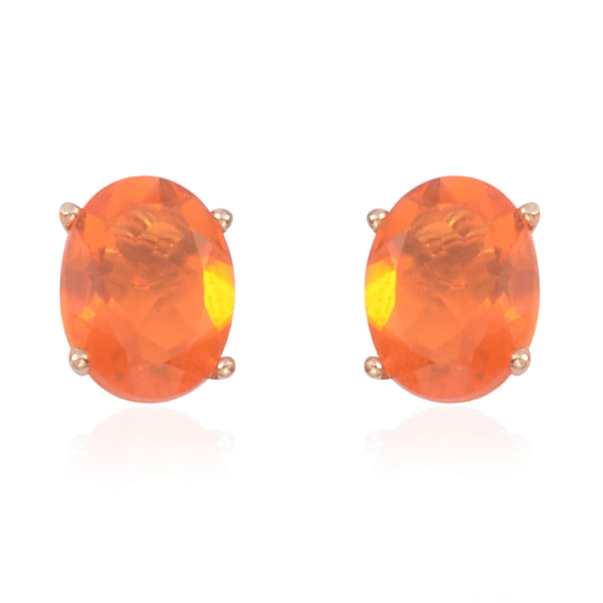 Jalisco Fire Opal 1.71 ctw Oval Stud Earrings in 14K Yellow Gold image number 0