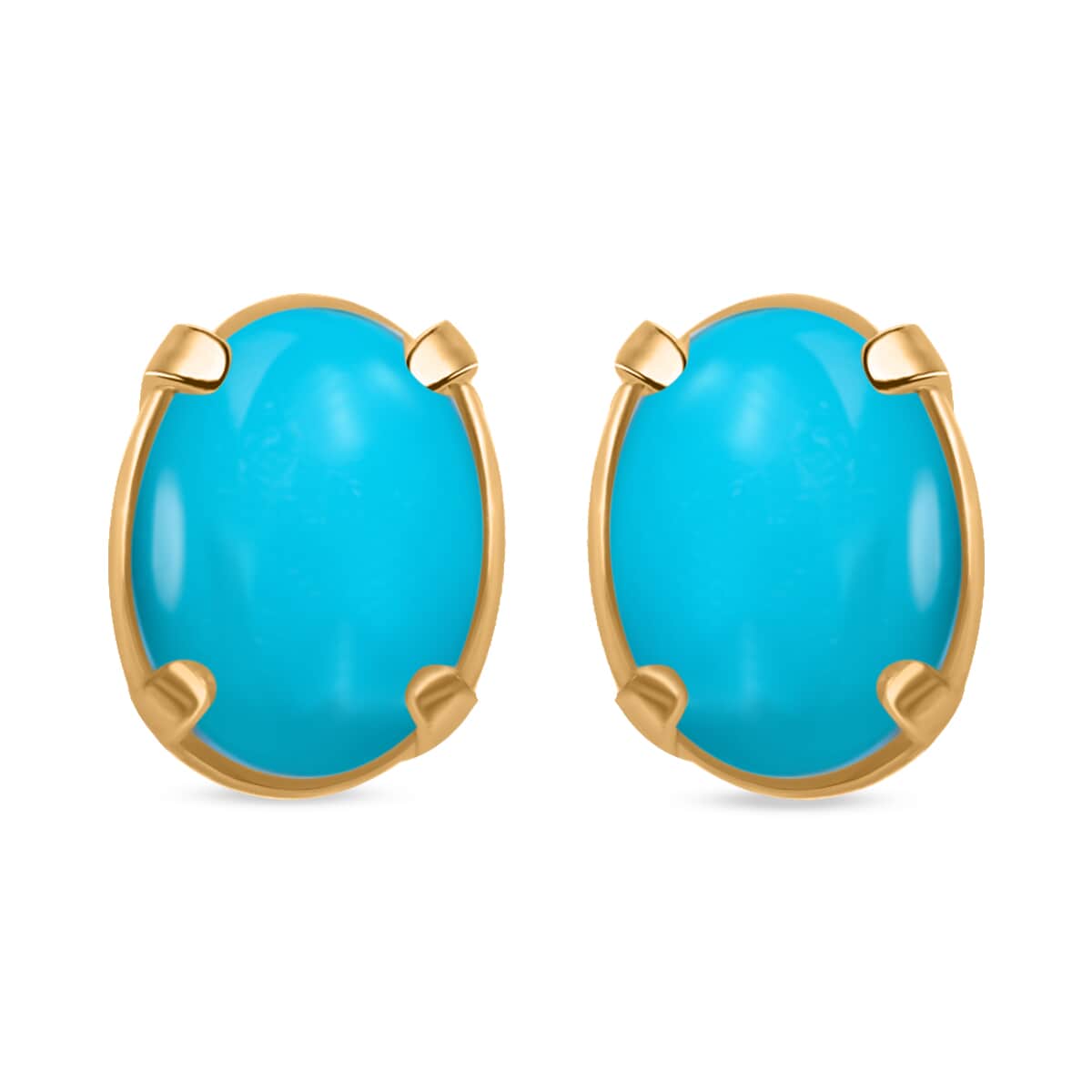 14K YG Sleeping Beauty Turquoise Oval Stud Earrings TGW 1.62 Cts. image number 0