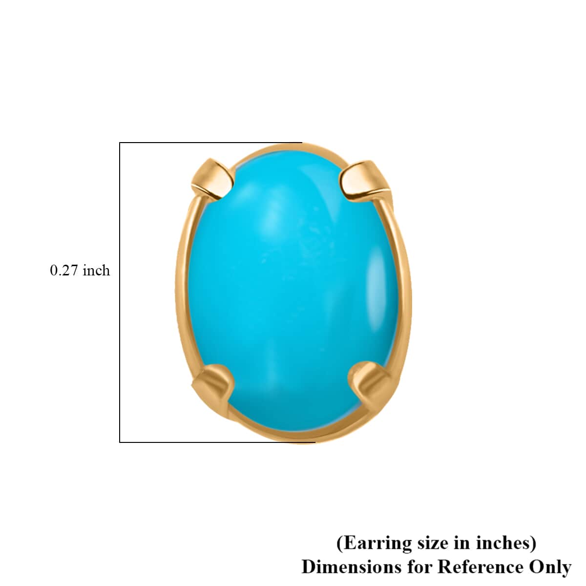 14K YG Sleeping Beauty Turquoise Oval Stud Earrings TGW 1.62 Cts. image number 3