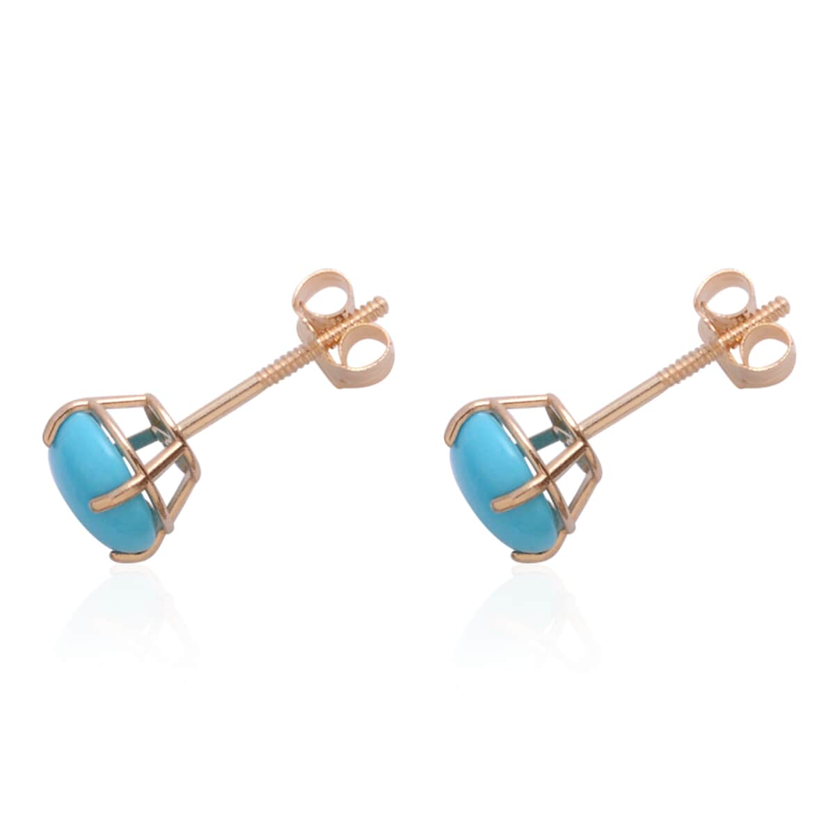 Sleeping Beauty Turquoise 1.20 ctw Round Stud Earrings in 14K Yellow Gold image number 1