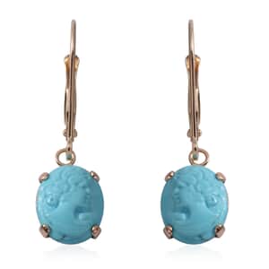 14K Yellow Gold Sleeping Beauty Turquoise Lever Back Earrings 3.50 ctw