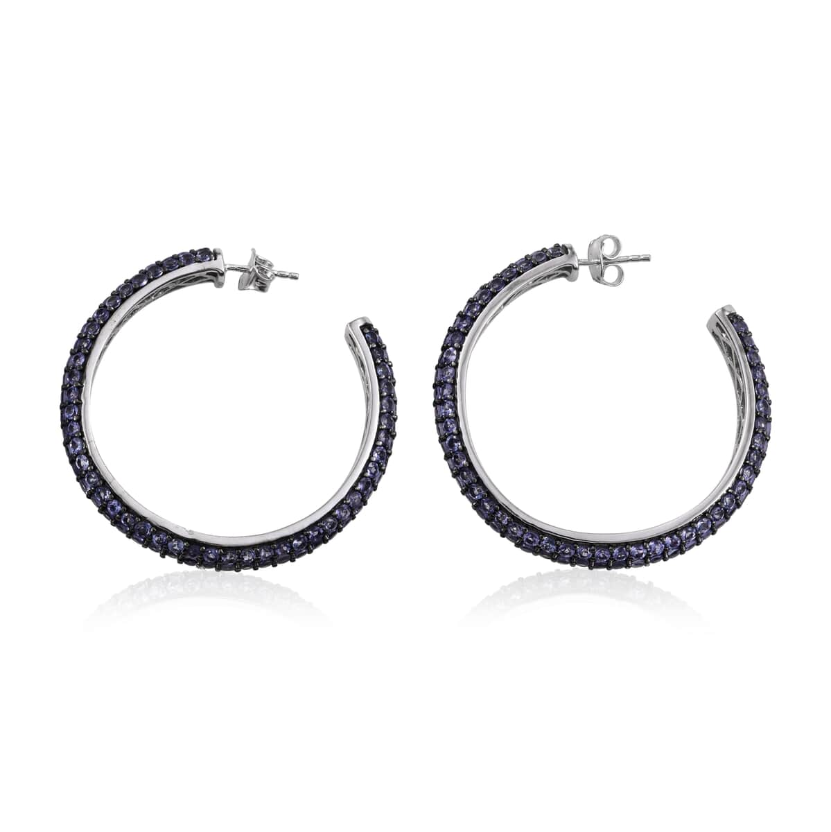 Tanzanite Earrings in Black Rhodium Sterling Silver  9.18 ctw image number 1