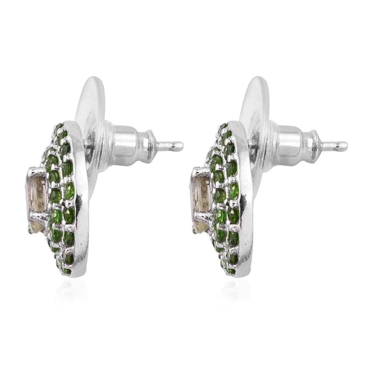 Turkizite, Chrome Diopside Platinum Over Sterling Silver Earrings 3.00 ctw image number 2