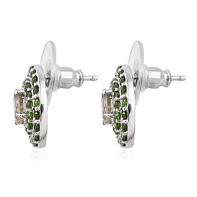 Turkizite, Chrome Diopside Platinum Over Sterling Silver Earrings 3.00 ctw