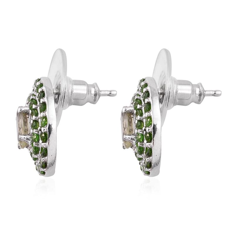 Turkizite, Chrome Diopside Platinum Over Sterling Silver Earrings 3.00 ctw