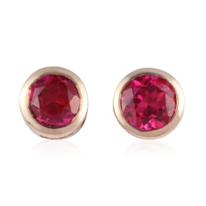 10K Rose Gold Lab Created Ruby Stud Earrings