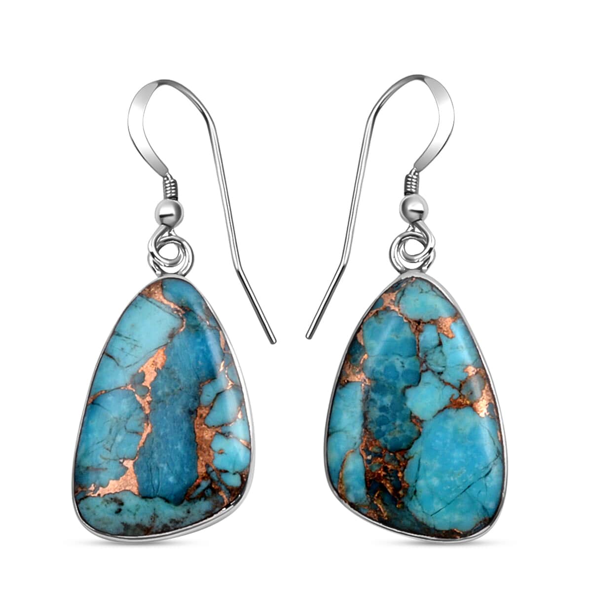 SANTA FE Style Mojave Blue Turquoise Dangle Earrings in Sterling Silver 18.00 ctw image number 0