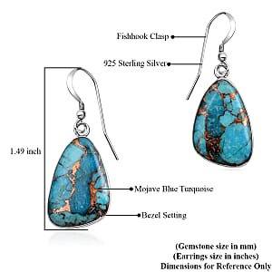 Santa Fe Style Mojave Blue 18.00 ctw Earrings in Sterling Silver, Silver Solitaire Dangle Earrings, Silver Jewelry For Women