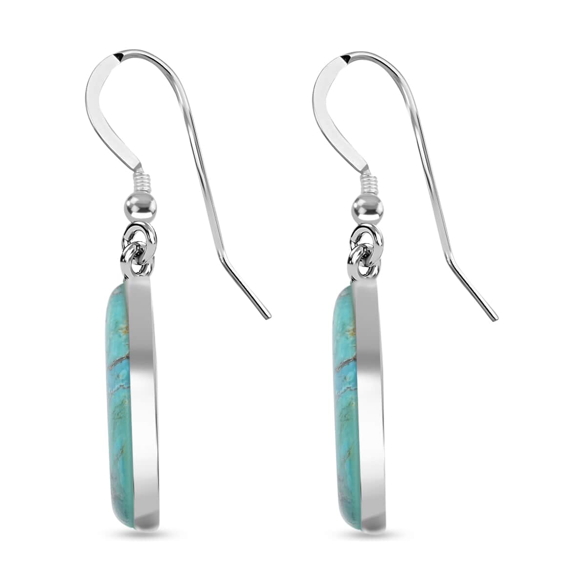 SANTA FE Style Mojave Blue Turquoise Dangle Earrings in Sterling Silver 18.00 ctw image number 3