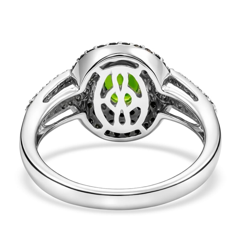 Chrome Diopside and Multi Gemstone 2.31 ctw Split Ring in Platinum Over Sterling Silver (Size 10.0)