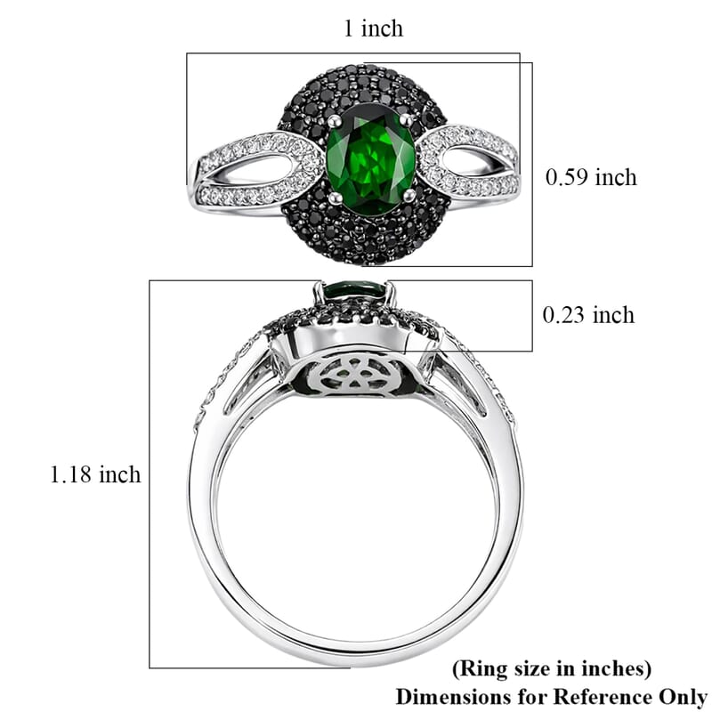 Chrome Diopside and Multi Gemstone 2.31 ctw Split Ring in Platinum Over Sterling Silver (Size 10.0)