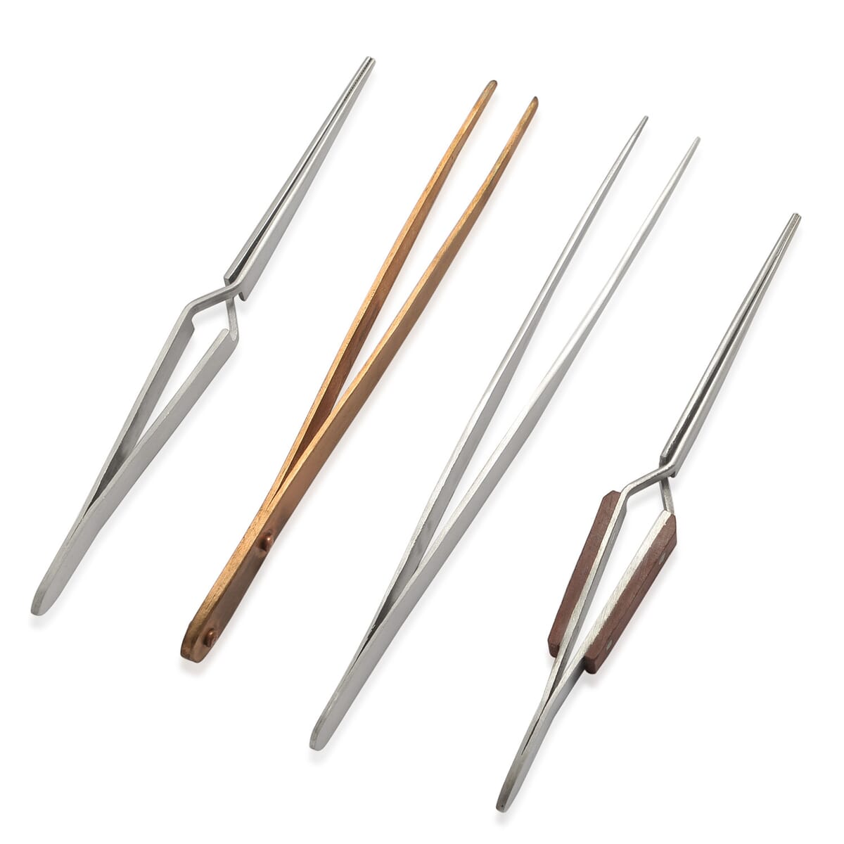 Set of 4 Gem Workshop Copper and Stainless Steel Soldering Tweezers image number 0