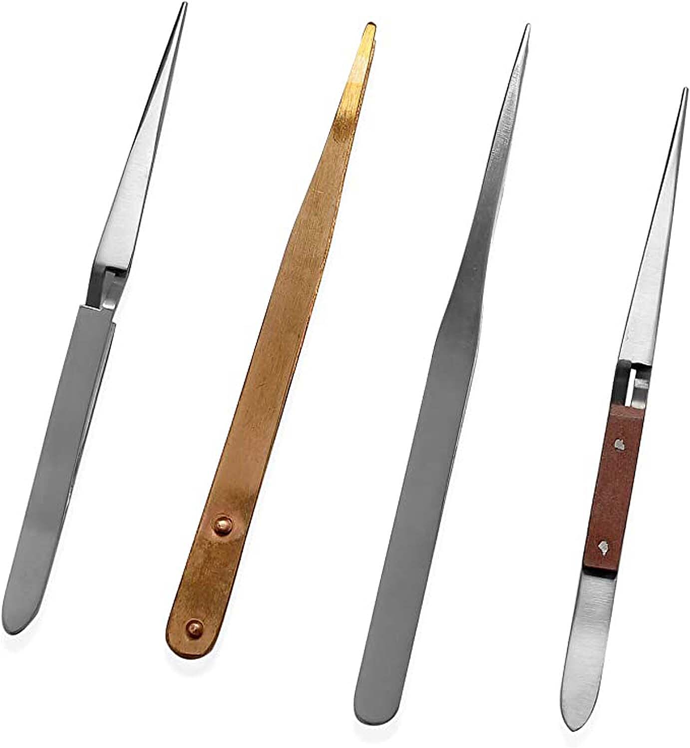 Set of 4 Gem Workshop Copper and Stainless Steel Soldering Tweezers