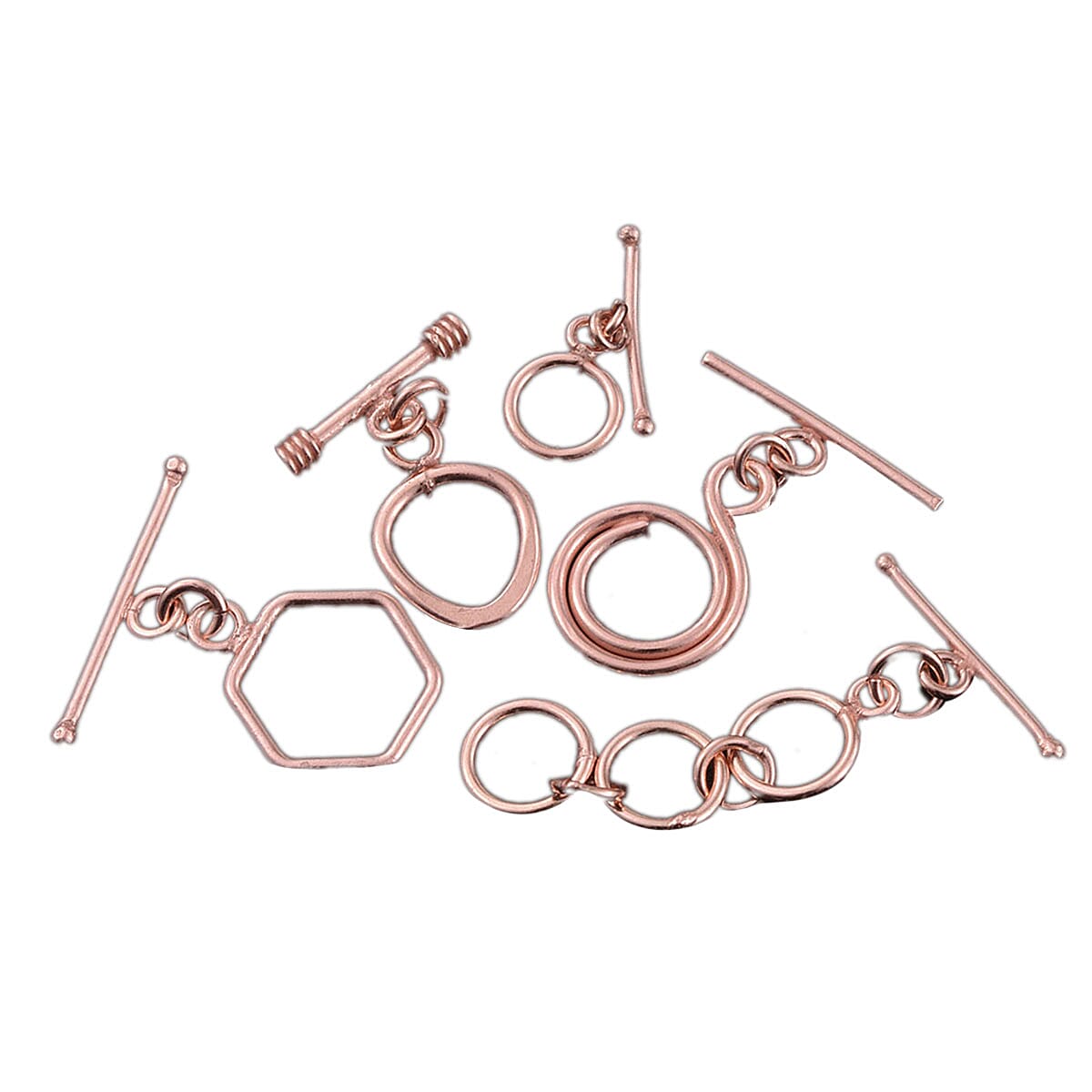 Morning Hour Special Gem Workshop Set of 5 Rosetone Toggle Clasps