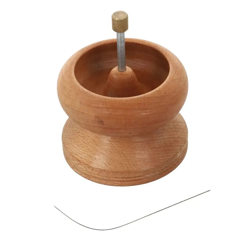 Seed Bead Spinner with Big Eye Beading Needle, Wooden Spin and String Beading Spinner Jewellery Making Tool with Curved Needle