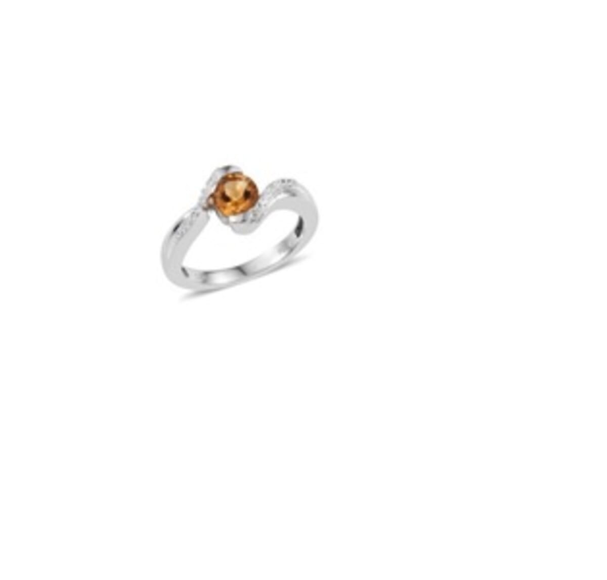 Lab Created White Sapphire and Brazilian Citrine Ring in Sterling Silver (Size 7.0) image number 1