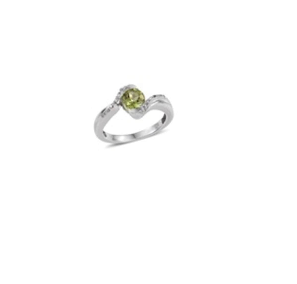 Lab Created White Sapphire and Peridot Ring in Sterling Silver (Size 7.0) image number 0