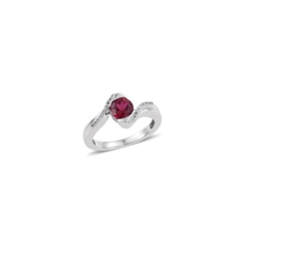 Lab Created White Sapphire and Lab Created Ruby Ring in Sterling Silver (Size 7) image number 0