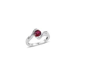 Lab Created White Sapphire and Lab Created Ruby Ring in Sterling Silver (Size 7)