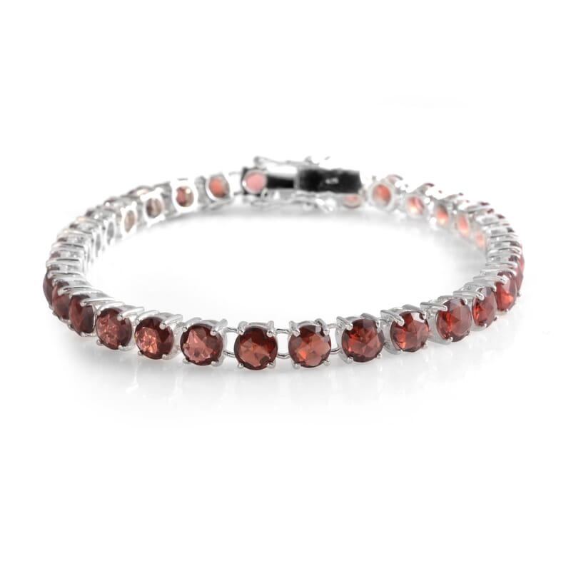 Indian Garnet Sterling Silver Bracelet (7.50 In) TGW 20.00 cts.