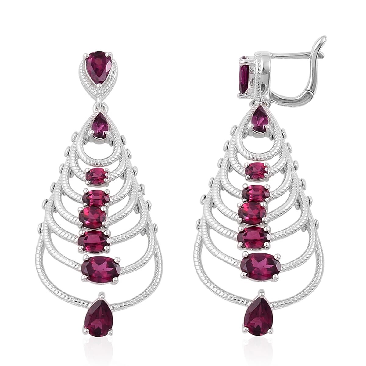 Orissa Rhodolite Garnet 8.20 ctw Earrings in Sterling Silver image number 0