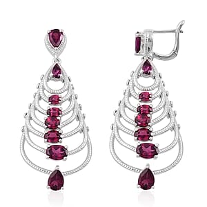 Orissa Rhodolite Garnet 8.20 ctw Earrings in Sterling Silver
