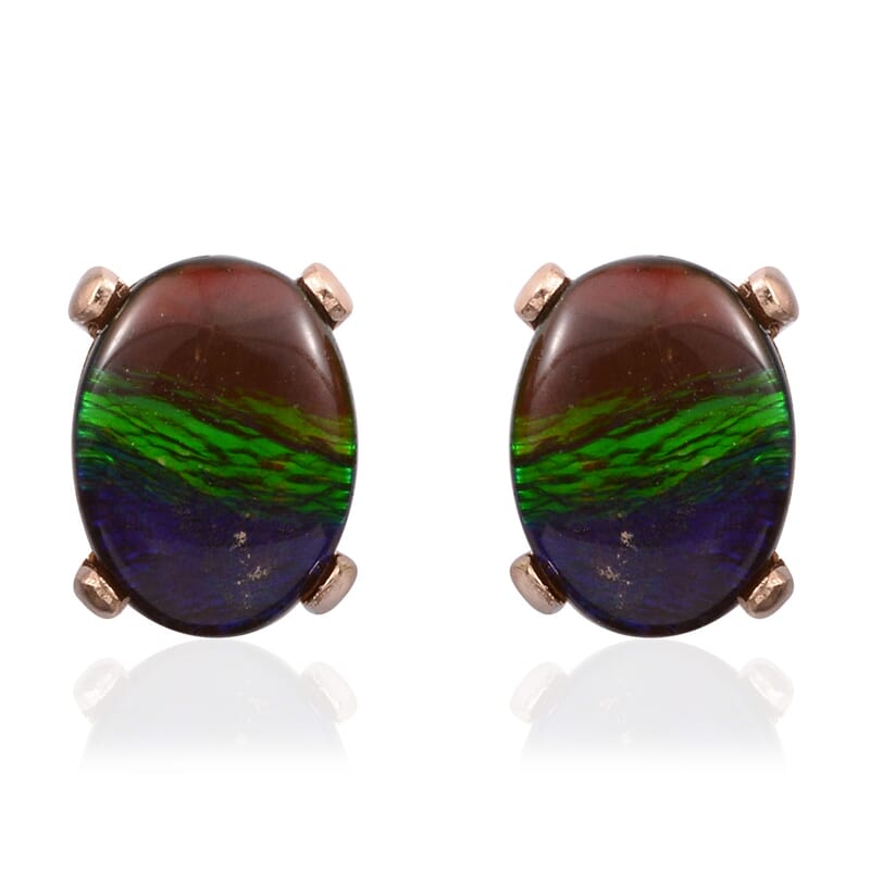 Ammolite 14K Yellow Gold Earring 2.36 Cttw -ST