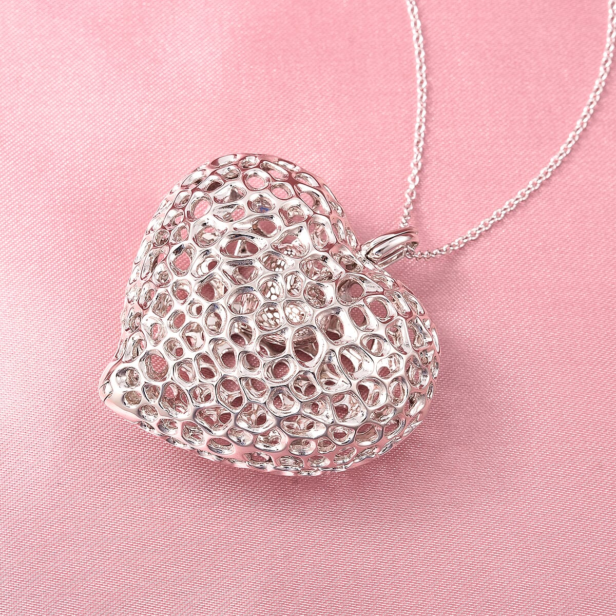 RACHEL GALLEY Amore Heart Collection Sterling Silver Pendant Necklace 30 Inches 29 Grams image number 1