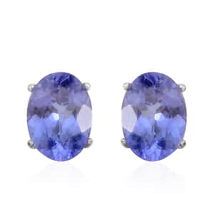 14K WG Premium AAA Tanzanite Oval Stud Earrings TGW 1.32 cts.