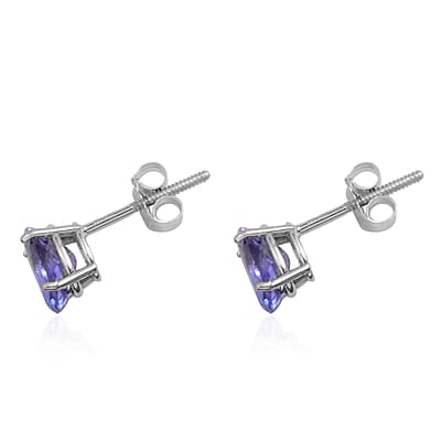 14K WG Premium AAA Tanzanite Oval Stud Earrings TGW 1.32 cts.