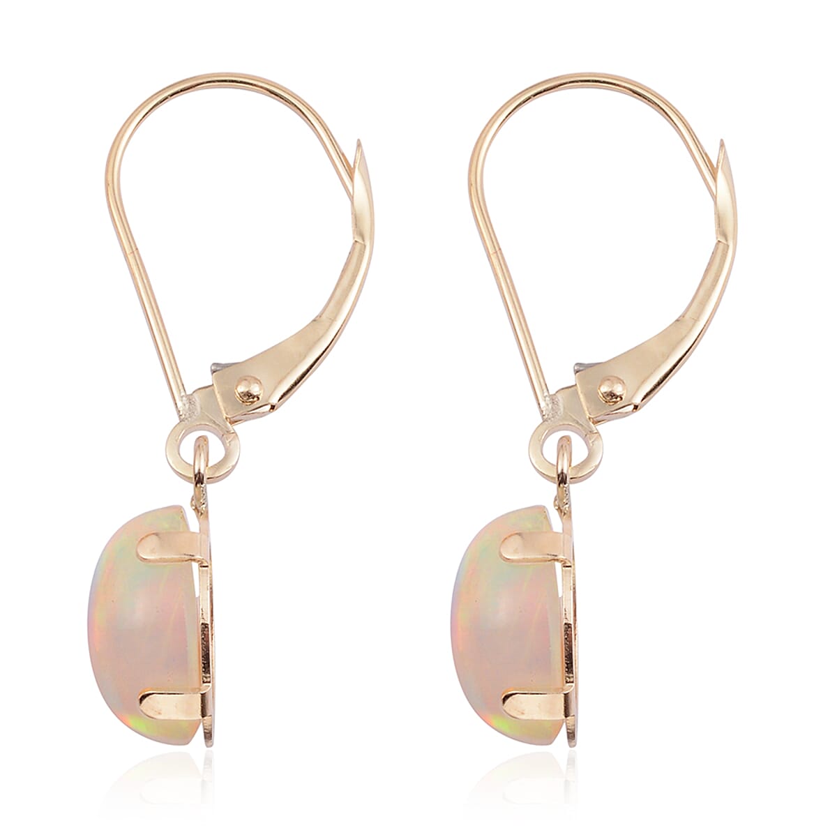 14K YG Ethiopian Welo Opal Lever Back Earrings 2.73 ctw image number 1