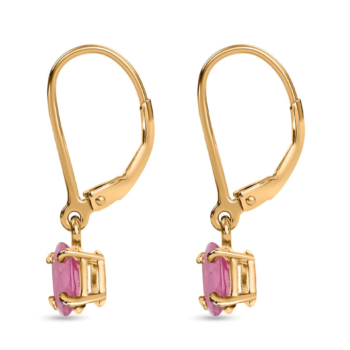 14K Yellow Gold Ruby Lever Back Earrings 1.65 ctw image number 2